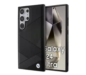 BMW Signature Leather Kovové Logo Zadní Kryt pro Samsung Galaxy S24 Ultra černá 