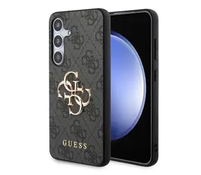 Guess PU 4G Metal Logo Zadní Kryt pro Samsung Galaxy S24+ šedá