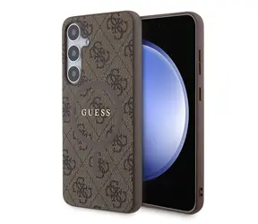 Guess PU Leather 4G Colored Ring MagSafe Zadní Kryt pro Samsung Galaxy S24+ hnědá