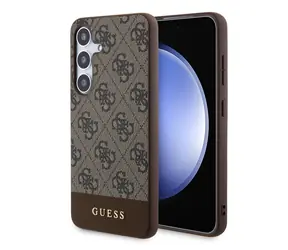 Guess PU 4G Stripe Zadní Kryt pro Samsung Galaxy S24+ hnědá