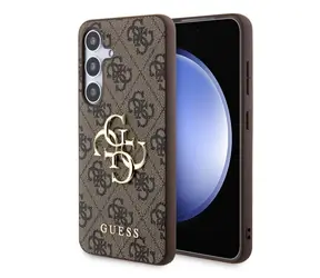 Guess PU 4G Metal Logo Zadní Kryt pro Samsung Galaxy S24 hnědá