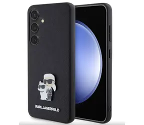 Karl Lagerfeld PU Saffiano Metal Karl and Choupette Zadní Kryt pro Samsung Galaxy S24 černá