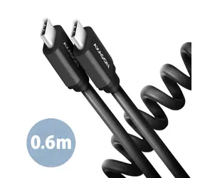 AXAGON BUCM-CM10TB TWISTER Kroucený datový kabel USB-C 2.0 - USB-C 60W 0.6m černá