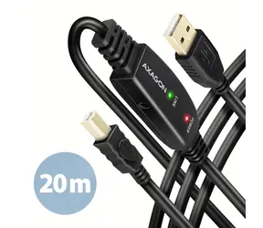 AXAGON ADR-220B, USB 2.0 A-M -> B-M aktivní propojovací / repeater kabel, 20m