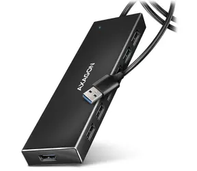 AXAGON HUE-F7A, 7x USB 3.2 Gen 1 ALU FLAT CHARGING hub, micro USB napájecí konektor, kabel USB-A 1m