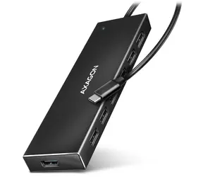 AXAGON HUE-F7C, 7x USB 3.2 Gen 1 ALU FLAT CHARGING hub, micro USB napájecí konektor, kabel USB-C 30cm