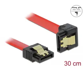 DeLock Kabel SATA III 7pin (F) - SATA III 7pin (F) úhlový 0.3m červená