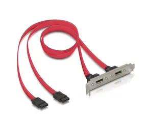 DeLock Výstupní zadní slot 2x eSATA 45cm červená