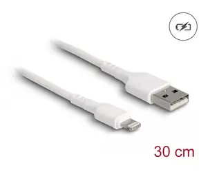 DeLock Napájecí kabel USB-A 2.0 (M) - Apple Lightning (M) 30cm bílá