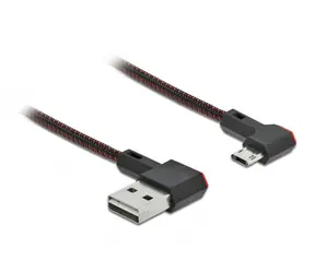 DeLock Kabel USB 2.0 A (M) - USB 2.0 Micro-B (M) úhlový 0.2m černá