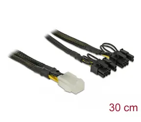 DeLock Kabel PCI-E 6pin (F) - 2x PCI-E 6+2pin (M) 0.3m černá