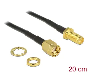 DeLock Kabel RP-SMA (F) - RP-SMA (M) 0.2m černá