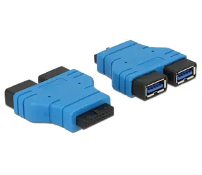 DeLock Adaptér USB 3.0 header (F) - 2x USB 3.0 A (F) modrá
