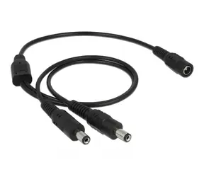 DeLock Kabel DC 5.5 x 2.1mm (F) x 2x DC 5.5 x 2.1mm (M) 50cm černá 