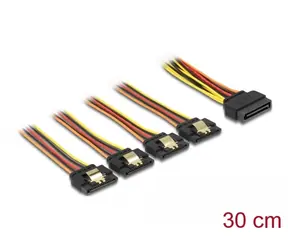 DeLock Kabel SATA 15pin (M) - 4x SATA 15pin (F) 30cm