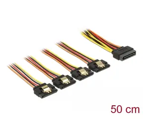 DeLock Kabel SATA 15pin (M) - 4x SATA 15pin (F) 50cm
