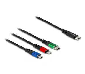 DeLock Napájecí kabel USB-C 2.0 (M) - USB Micro-B (M) & USB-C (M) & Lightning (M) 1m barevný