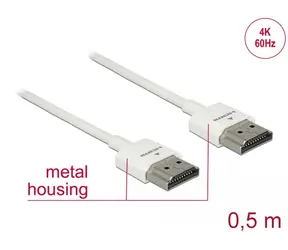 DeLock Kabel HDMI (M) - HDMI (M) 0.5 m bílá