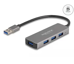 DeLock USB Hub 5 Gbps USB-A - 4x USB-A šedá