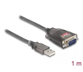DeLock Adaptér USB A 2.0 (M) - RS-232 DB9 (M) 1m šedá
