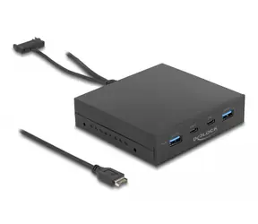 DeLock Přední panel 3.5" 2x USB 3.2 Gen 2 A & 2x USB 3.2 Gen 2 C černá