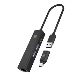 Icy Box IB-HUB1439-LAN černá / USB Hub / 2x USB-A 3.2 / 1x USB-C 3.2 / GLAN