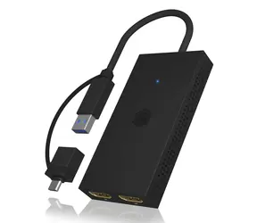 Icy Box IB-SPL1029AC Adaptér USB 3.2 A-C (M) - 2x HDMI (F) černá