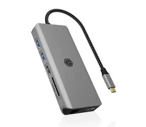 Icy Box IB-DK4061-CPD šedá / Dokovací stanice / USB-A / USB-C / HDMI / GLAN / SD