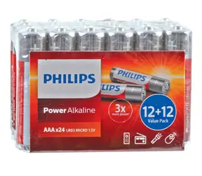 Philips baterie Power Alkaline LR03P24P/10 AAA - 24 ks