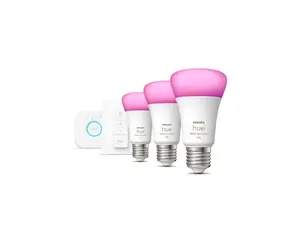 Philips Hue mostek + 3x E27 9W RGBW + switch / chytrá LED žárovka / 1055 lm / 2000-6500 k / RGB / stmívatelná