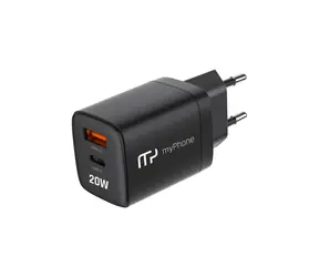 MyPhone SwiftCharge Duo černá / Nabíječka do sítě / 20W / USB-A & USB-C
