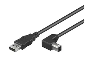 PremiumCord Kabel  USB 2.0 A-B se zahnutým USB-B konektorem 90° 5m