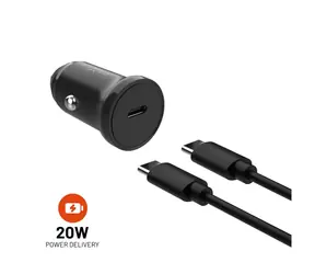 FIXED Autonabíječka s odnímatelným USB-C kabelem 20W černá / kabel 1m / 1x USB-C výstup / Smart Rapid Charge