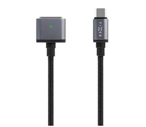 FIXED Nabíjecí opletený kabel s konektory USB-C/MagSafe 3 2m šedý / 140W 