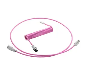 CableMod PRO Coiled Keyboard Cable USB-C - USB-A 1.5m Strawberry Cream / Kabel pro klávesnici