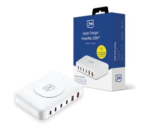 3mk cestovní nabíječka Hyper PowerMax 100W bílá / nabíječka / 4x USB-C (PD) / 2x USB / GaN