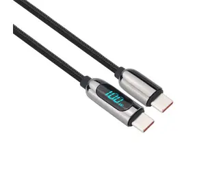 Solight Kabel USB-C (M) - USB-C (M)  2m černá / 100W / displej 
