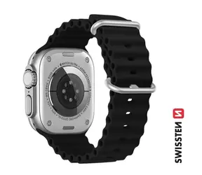SWISSTEN Silikonový oceánský řemínek pro Apple Watch 42/44/45/49mm černá