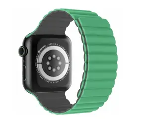 SWISSTEN Silikonový magnetický řemínek pro Apple Watch 38/40/41mm zeleno-šedá