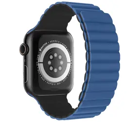 SWISSTEN Silikonový magnetický řemínek pro Apple Watch 38/40/41mm modro-černá