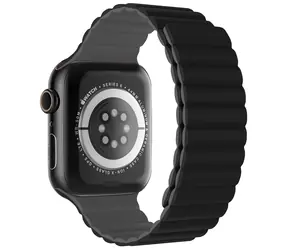 SWISSTEN Silikonový magnetický řemínek pro Apple Watch 42/44/45/49mm černo-šedá
