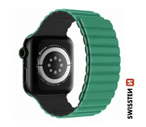 SWISSTEN Silikonový magnetický řemínek pro Apple Watch 42/44/45/49mm zeleno-šedá