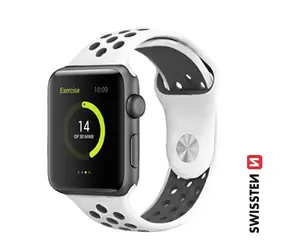 SWISSTEN Silikonový sportovní řemínek pro Apple Watch 38/40/41mm platinovo-černá