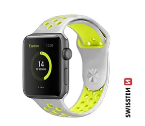 SWISSTEN Silikonový sportovní řemínek pro Apple Watch 38/40/41mm stříbrno-žlutá
