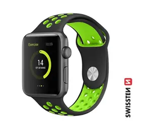 SWISSTEN Silikonový sportovní řemínek pro Apple Watch 42/44/45/49mm černo-zelená