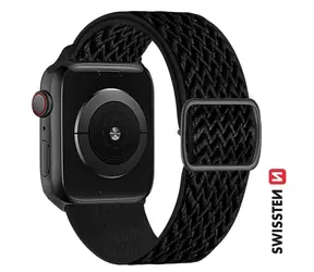 SWISSTEN Nylonový řemínek se sponou pro Apple Watch 38/40/41mm černá