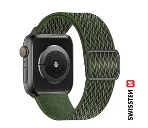 SWISSTEN Nylonový řemínek se sponou pro Apple Watch 42/44/45/49mm khaki