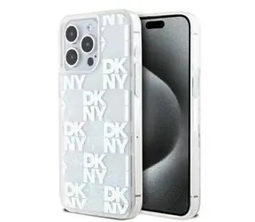 DKNY Liquid Glitter Checkered Pattern Zadní Kryt pro Apple iPhone 15 Pro Max čirá