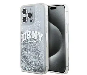 DKNY Liquid Glitter Arch Logo Zadní Kryt pro Apple iPhone 15 Pro Max čirá