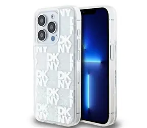DKNY Liquid Glitter Checkered Pattern Zadní Kryt pro Apple iPhone 15 Pro čirá